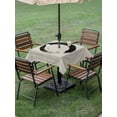 thumbnail image 4 of Outdoor Tablecloth with Umbrella Hole for Patio/Picnic/Party/Camping, Grey Striped Waterproof Table Cloth Square Cover Washable, Black Geometric Vintage Stripes Ombre (60"x 60"), 4 of 8