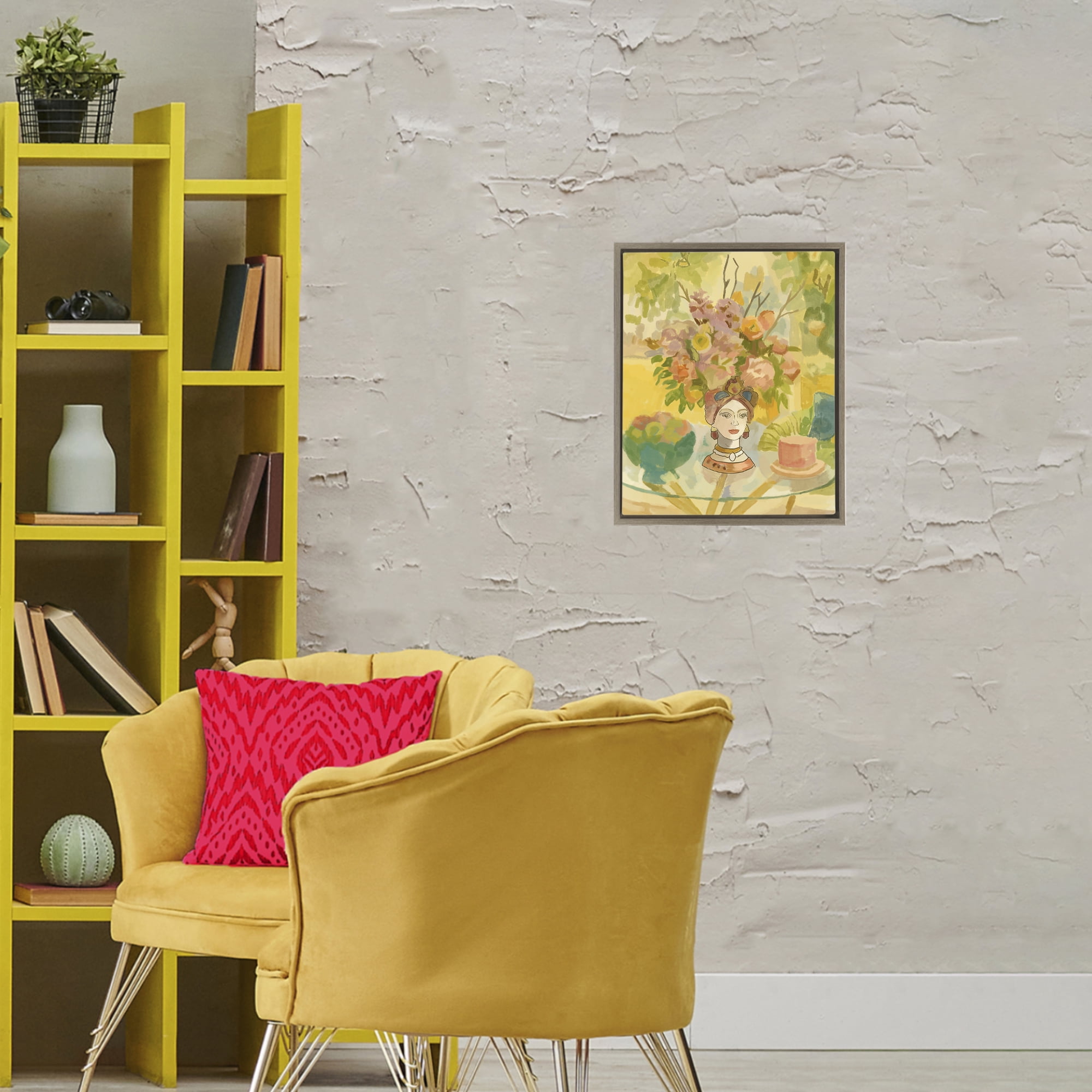 Stupell Industries Flower Head Vase Brown Framed Floater Canvas Wall Art, design by Amelia Noyes