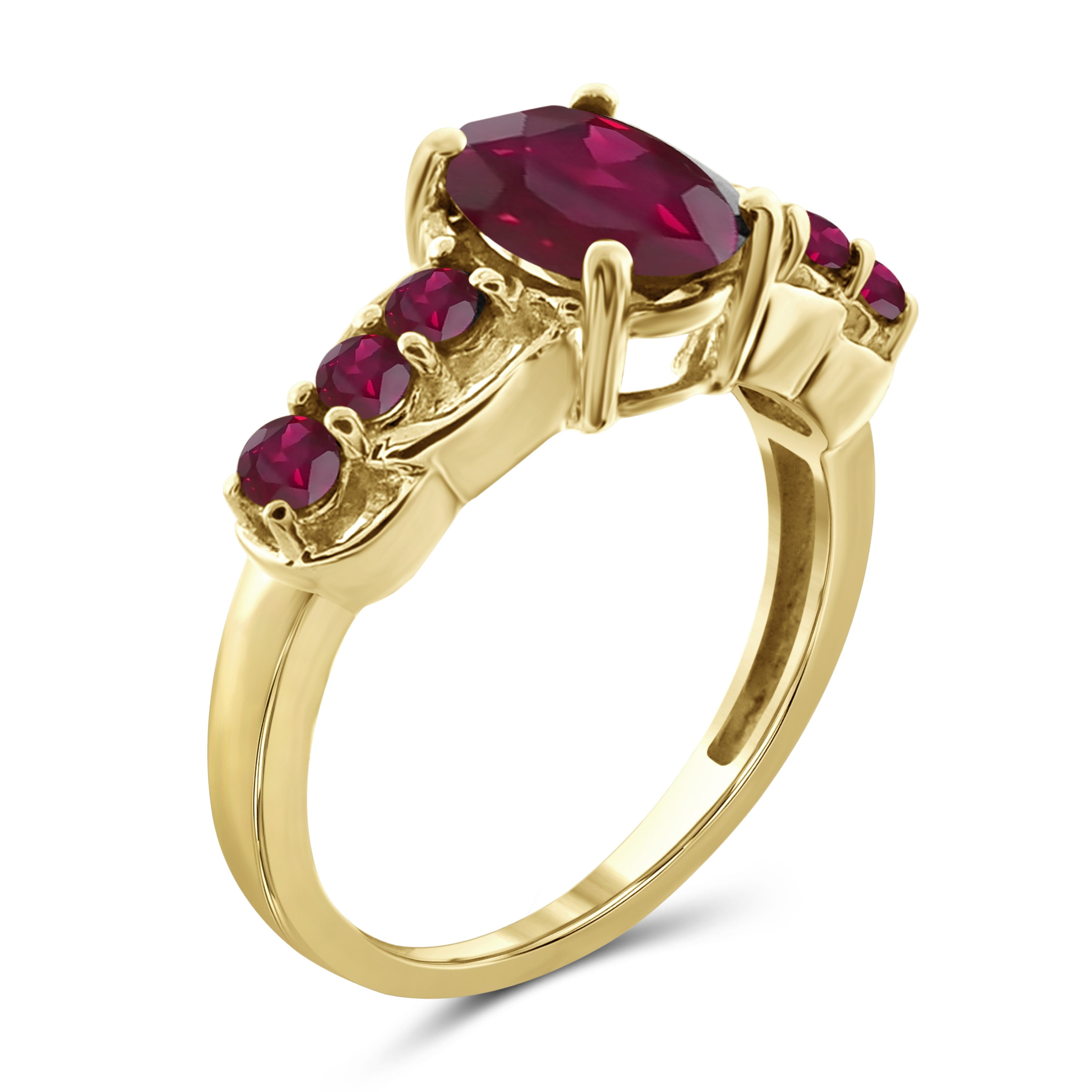 JewelersClub Ruby Ring Birthstone Jewelry – 3.00 Carat Ruby 14K Gold Plated Silver Ring Jewelry – Gemstone Rings with Hypoallergenic 14K Gold Plated Silver Band