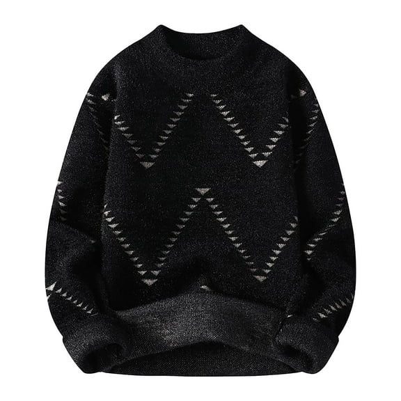 Yiliang Acrylic Sweater for Men Fall and Winter Long Sleeve Warm and Thermal Top Clothes ,Black,L