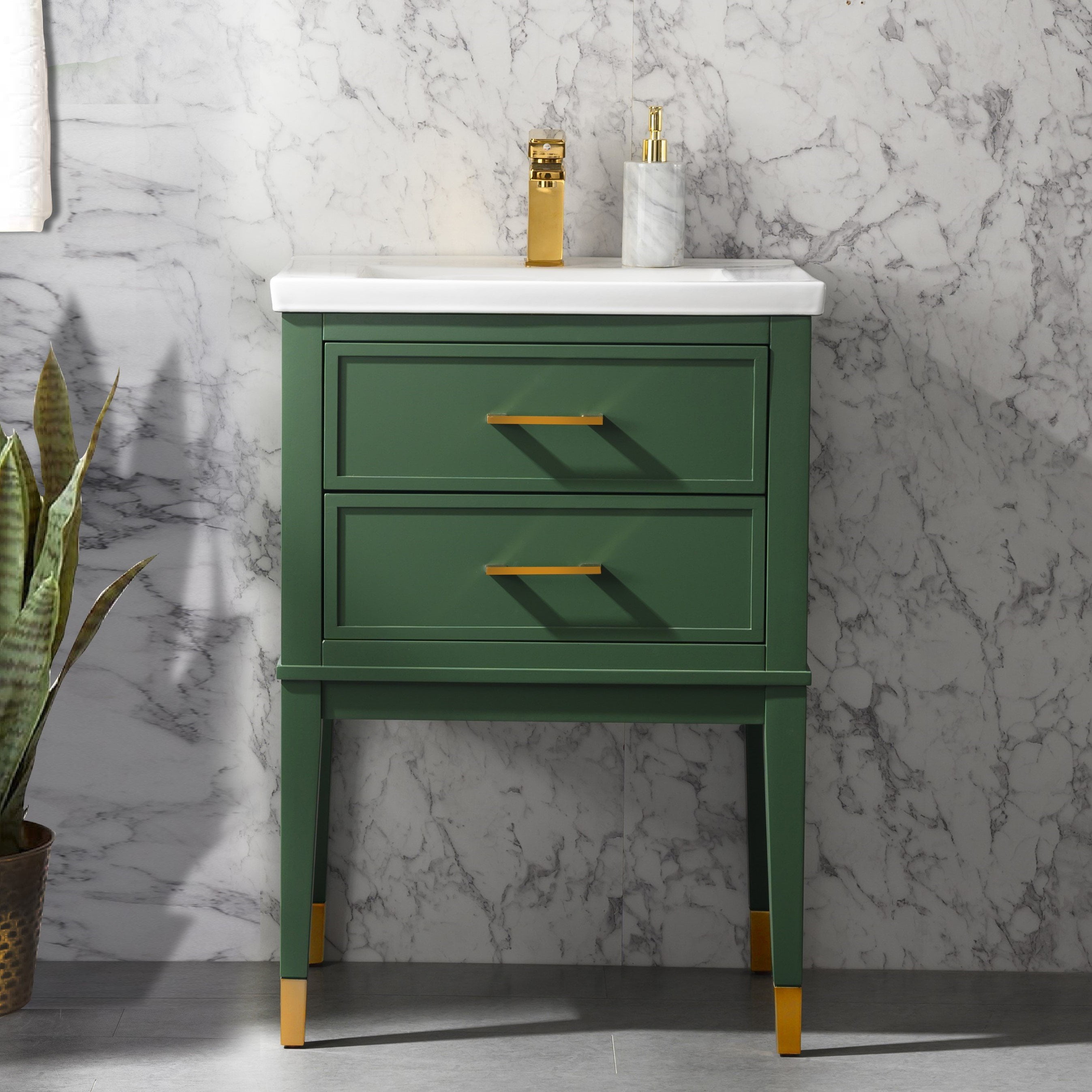 Clara 24" Single Bathroom Vanity with Porcelain Top Green