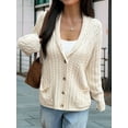 thumbnail image 5 of Women'S Oversized Chunky Knit Cardigan Fashion Long Sleeve Front Open Sweater Fall Winter Outerwear Apricot L, 5 of 8