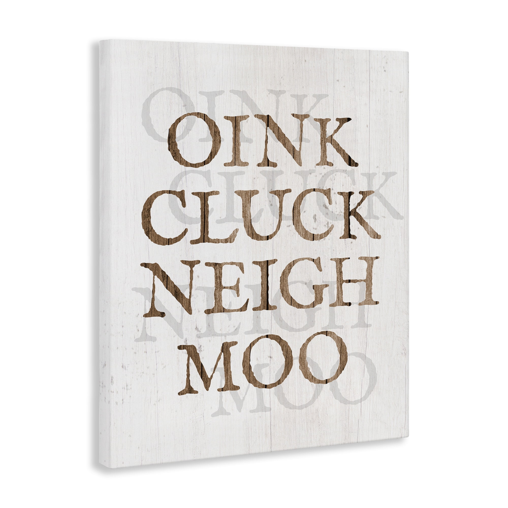 Stupell Industries Oink Cluck Neigh Moo Typography Painting Gallery Wrapped Canvas Art Print Wall Art, 16 x 20