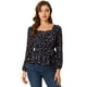 thumbnail image 1 of Blusa Floral Allegra K de Manga Larga Cuello Cuadrado Peplum Para Mujer Con Cinturón M, 1 of 6