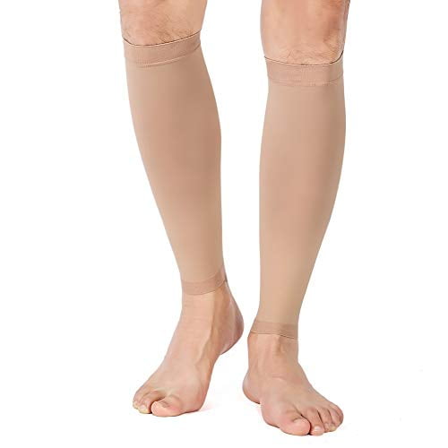 TOFLY Calf Compression Sleeve for Men & Women, 1 Pair, Footless Compression  Socks 20-30mmHg for Leg Support, Shin Splint, Pain Relief, Swelling,  Varicose Veins, Maternity, Nursing, Travel, Beige M Medium (1 Pair)