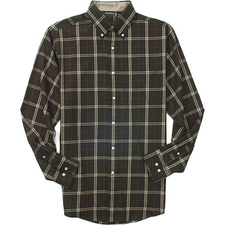 Big Men's Long-Sleeve Windowpane-Plaid Shirt
