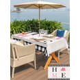 thumbnail image 5 of Outdoor Tablecloth with Umbrella Hole for Patio/Picnic/Party/Camping, Farmhouse HOME Waterproof Table Cloth Rectangle Table Cover Washable, Pink Tulip Black White Plaid Wooden (52"x 70"), 5 of 9