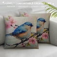 thumbnail image 3 of HENGT  Pillow Covers Farmhouse On Blue Garden Watercolor Bluebird Cherry Cute Blossoms Branch Bird Pink Drawn Painting Design Decorative Throw Pillow Covers for Fall Decorations, 3 of 5