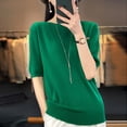 thumbnail image 2 of Knit Short Sleeve T Shirt For Women Casual Loose Fit Crew Neck Top For Spring And Summer Elegant Layering Basic Tee, 2 of 2