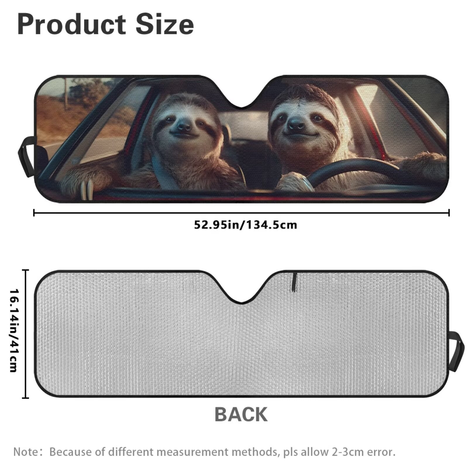 XYZCANDO Sloth Windshield Sun Shade for 2018-2024 Jeep Wrangler JL JLU & Gladiator JT Folding Front Window Sun Shade for Car Accessories Windshied Sunshade Block UV Rays