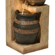 Cascading Bowl and Jug 46 High Large Rustic Indoor Outdoor Decor Faux Stone Floor Fountain with Light LED