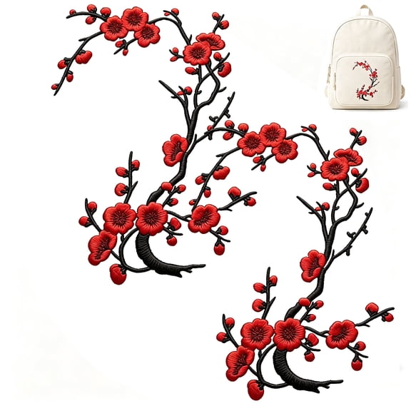 Cherry Blossom Iron Patch, Embroidered Sew On Flower Applique, Backpack Jacket Jeans Tote Dress