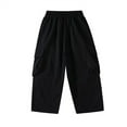 thumbnail image 5 of Spazoro Boys Cargo Pants, Multi-Pockets Cotton Elastic Waist Baggy Solid Color Straight Leg Pants for Kids Black Size 14, 5 of 7