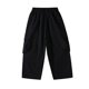 thumbnail image 5 of Pantalones largos para niños, de color liso, con cintura elástica y bolsillos, para adultos, informales y cómodos, de poliéster., 5 of 7