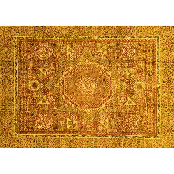 Ahgly Company Indoor Rectangle Abstract Yellow Modern Area Rugs, 3' x 5'