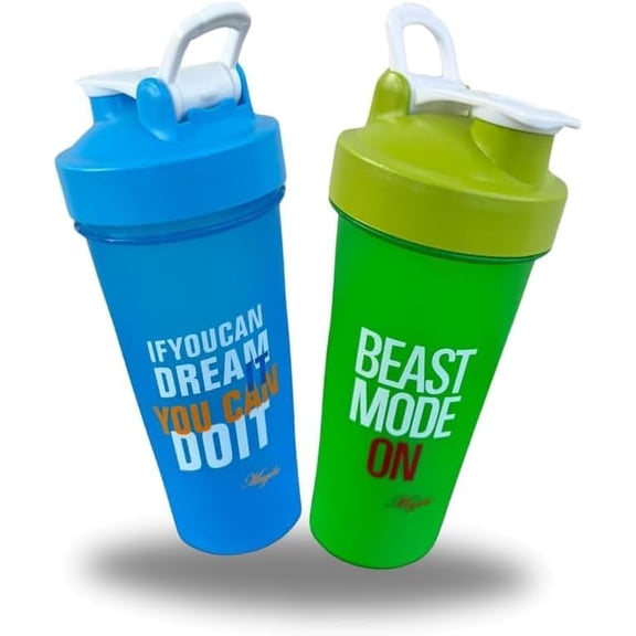 Motivational Protein Shaker Sports and Outdoor 28oz Nutrition 2 Pack Water Bottle