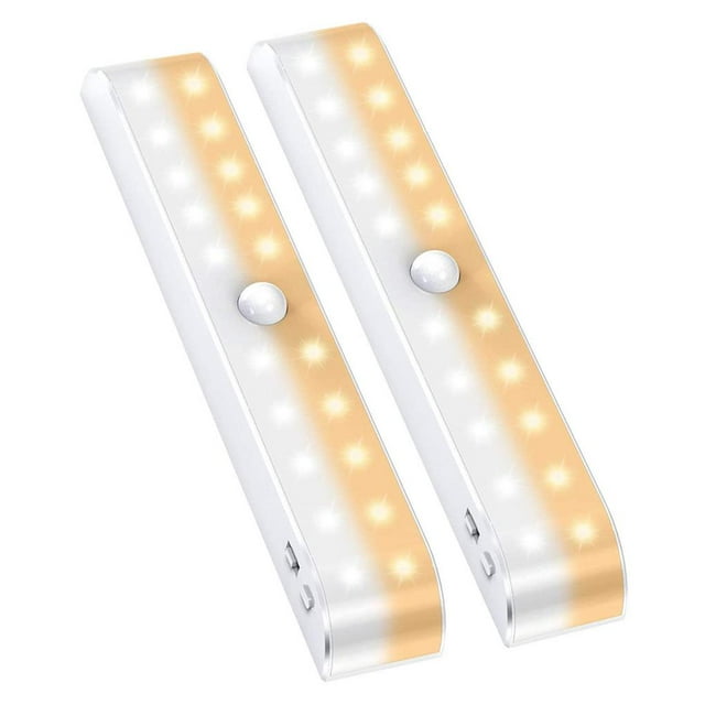pitrice 2pcs 20LED Dual Row PIR Sensor USB Charging Night Light Lamp Light Sense Closet Cabinet Night Light