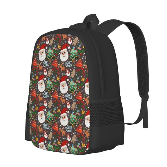 Fuzoiu Merry Christmas Print Large Capacity Backpack,Travel Backpack,Laptop Bag,College School Rucksack Bag,for School, Travel & Outdoor Activities