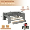 thumbnail image 5 of Mirightone Full Platform Bed with Desk and Storage, Wood Daybed with Charging Station, Upholstered Headboard & Light for Teens Adults, Grey, 5 of 8