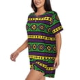 thumbnail image 2 of Wukai Carnival Mardi Gras Women's Pajama Set,Short-Sleeve Top and Shorts with Elastic Waistband and Pockets for Loungewear, Yoga, and Casual Wear-4X-Large, 2 of 8
