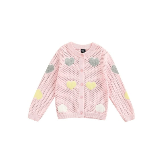 Toddler Baby Girl Knit Cardigan Outwear Kids Plush Ball Decoration O-Neck Long Sleeve Knitwear Tops Valentines Day Clothes