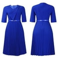 thumbnail image 2 of Women's Pleated Dress Cocktail Church Wedding Midi Dress A-Line Casual Dresses, 2 of 8