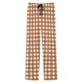 thumbnail image 7 of UVEASISHA Mens Lounge Sleep Pants with Pockets Loose Fit Casual Plaid Pajama Bottoms Elastic Waist Drawstring Straight Leg Trousers Cozy Pj Pants Brown L, 7 of 7