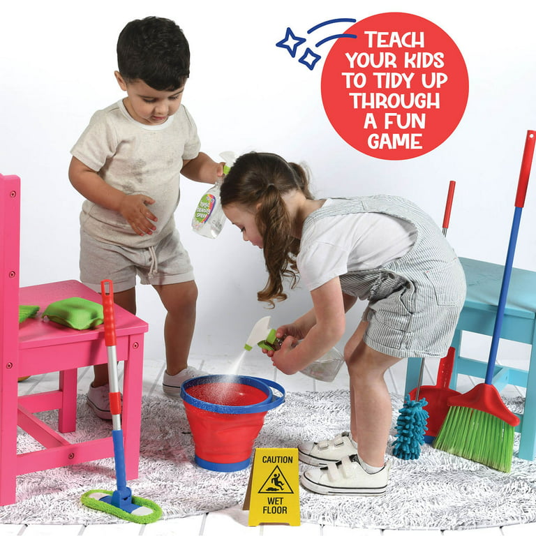 Kids Cleaning Set 12 Piece - Toy Cleaning Set Includes Broom, Mop