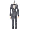 thumbnail image 4 of Disfraz de Jack Skellington de la película The Night para mujer, hombre y adulto, uniforme, chaqueta de rayas blancas y negras, pantalones y máscara para Halloween, 4 of 5