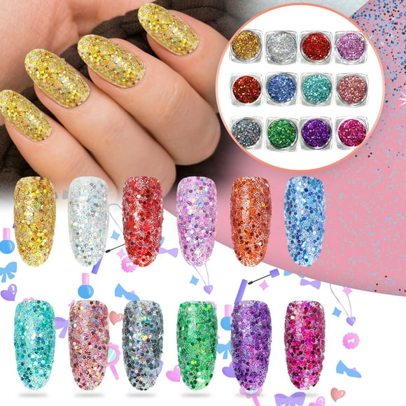 VOKE Nail Tips Acrylic Short Formation Nail Tips Creation Short Coffin Nails Full Cover Clear Gel X Nails Tips 240 Pieces Extra Long on Nails Coffin Nail Sequins Irregular Rainbow Colors Nail