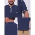 thumbnail image 7 of DARING DIVA Men's Big Tall Contrast Trim Button Down Short Sleeve Shirts XL Dark Blue, 7 of 7