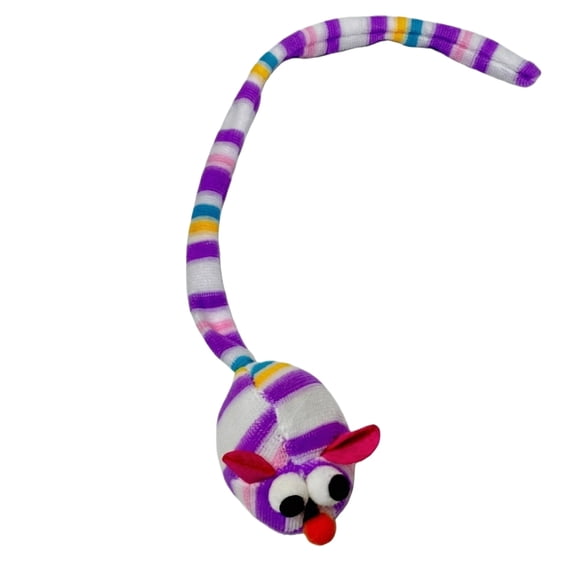 Interactive Catnip Plush Mouse Toy for Indoor Cats Colorful Long Tail Simulation Mouse for Teeth Grinding and Boredom Relief Chew-Resistant Toy for Adult Cats Play - Purple
