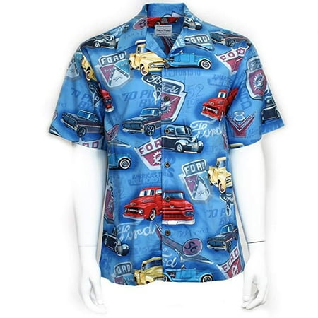 David Carey Old Ford Trucks And Logo Hawaiian Camp Club Shirt Button Down