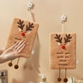 thumbnail image 4 of Christmas Hand Towels - Absorbent Red Flock Kitchen Towel with Hanging Loop (Festive Holiday Decor for Home & Cafe), 4 of 6