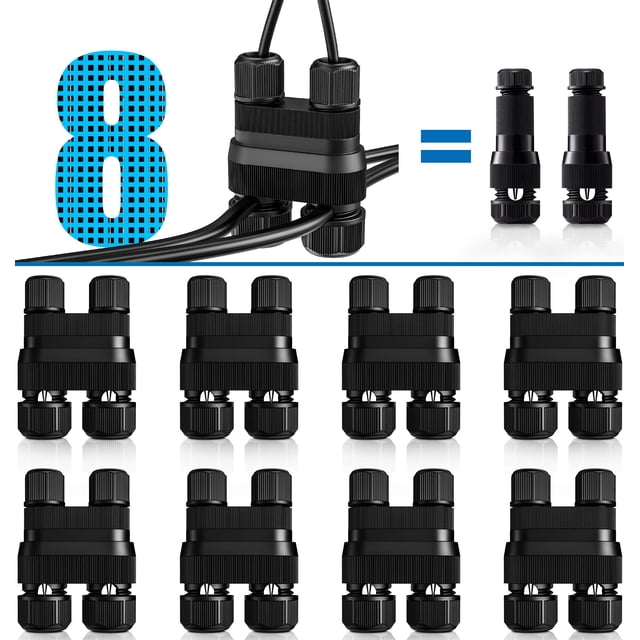 Conectores impermeables SUNVIE Fastlock2 para cables de bajo voltaje, 8 unidades