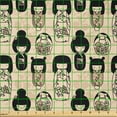 thumbnail image 2 of Ambesonne Ethnic Fabric by the Yard Microfiber, Little Kokeshi Dolls, 3 Yards, Beige Black and Tan, 2 of 2