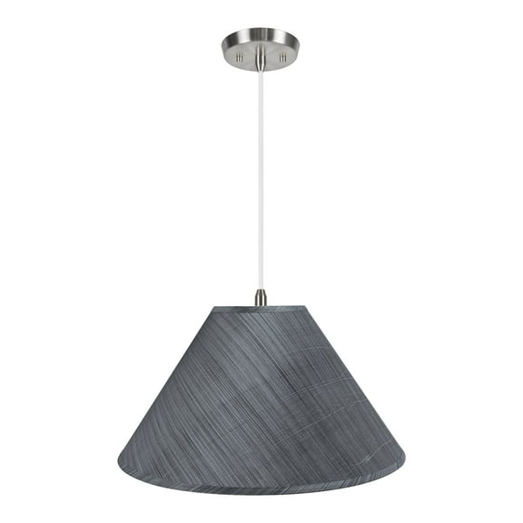 Aspen Creative 72203-11 Two-Light Hanging Pendant Ceiling Light with Transitional Hardback Empire Fabric Lamp Shade, Grey-Black, 19" width