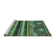 thumbnail image 2 of Ahgly Company Machine Washable Indoor Round Abstract Turquoise Blue Modern Area Rugs, 4' Round, 2 of 4
