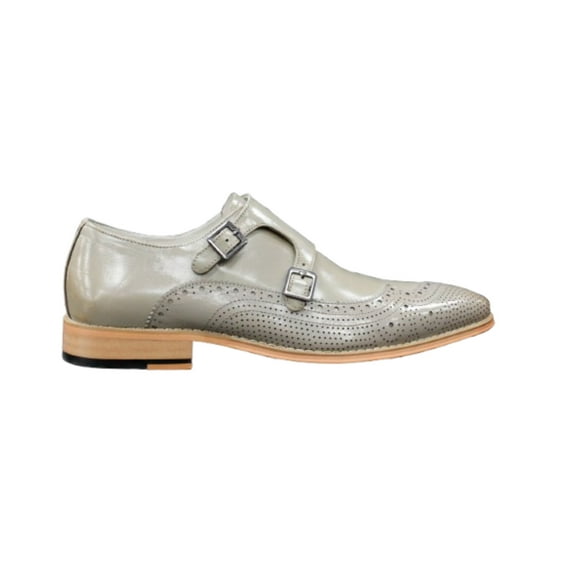 Men's Giovanni Koleman Taupe Leather Monk Strap Dress Shoes