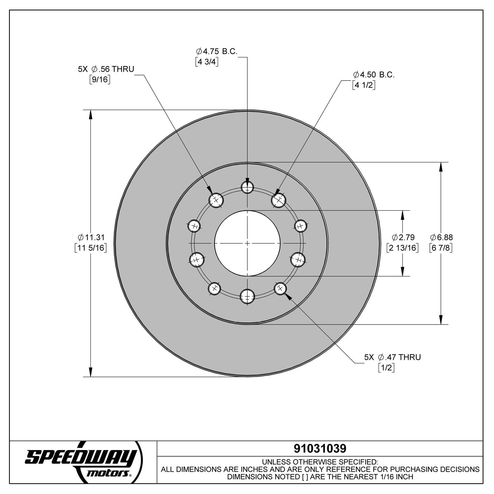 Replacement 11-1/4 Inch Rear Brake Rotor