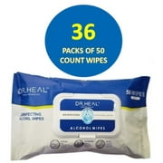 Dr Heal 75% Ethyl Alcohol Disinfecting Wipes - 36 Pack of 50 Wipes per Pack (1,800 Wipes Total)