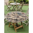 thumbnail image 4 of Outdoor Tablecloths with Umbrella Hole & Zipper, Ocean Sharks Round Tablecloths 60 Inch, Vintage Coastal Underwater Animals Brown Waterproof Table Cloth, Patio/Pool/Picnic Table Covers, 4 of 8