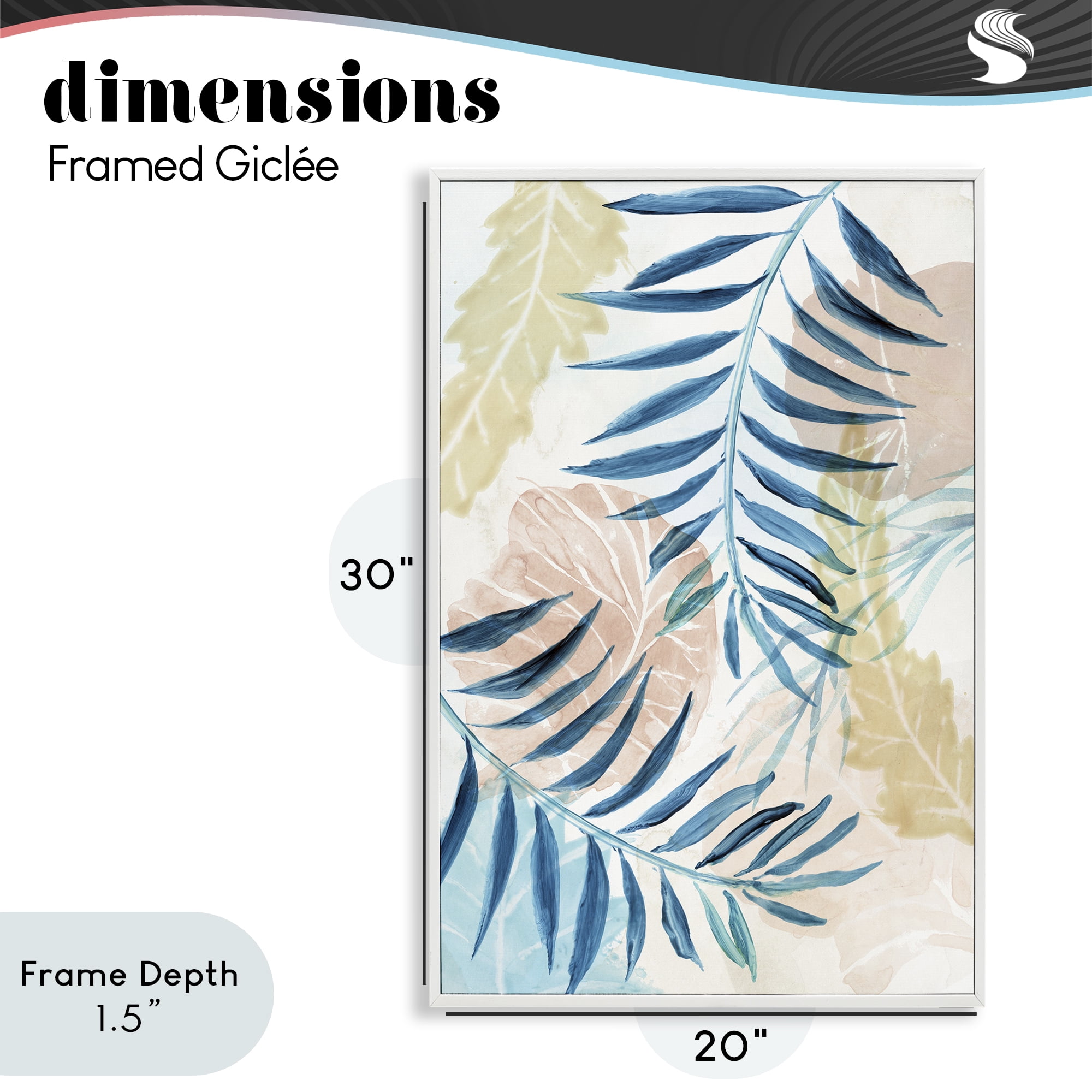 Stupell Industries Palm Fronds in Pastel Haze White Framed Giclee Art, design by Nan