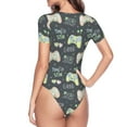 thumbnail image 4 of Daiia Gamers print Women's Crew Neck Short Sleeve Bodysuit Fashion Tops Fit Casual Basic Extender Bodysuit-Large, 4 of 9