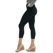 Lush Moda Seamless Capri Length Basic Cropped Leggings - Variety of Colors - Black OS