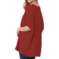 thumbnail image 3 of TheLovely Women & Plus V Neck Woven Airflow Dolman Short Sleeve Blouse Top with Front Pocket, 3 of 4
