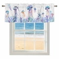 thumbnail image 4 of Kitchen Valances for Window, Watercolor Jellyfish Starfish Seaweed Light Filtering Rod Pocket Valance Curtain, Coral Marine Life on White Short Curtains Window Topper for Bedroom Living Room 42x12in, 4 of 9