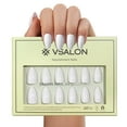 thumbnail image 4 of VSALON Press on Nails Short Almond - Pastel Solid White Cream Finish Nails for Halloween, Opaque Reusable Soft Gel Fake Nails with Nail Glue, Cuticle Oil - 32 PCS Glue On Nails in 16 Sizes, 4 of 8