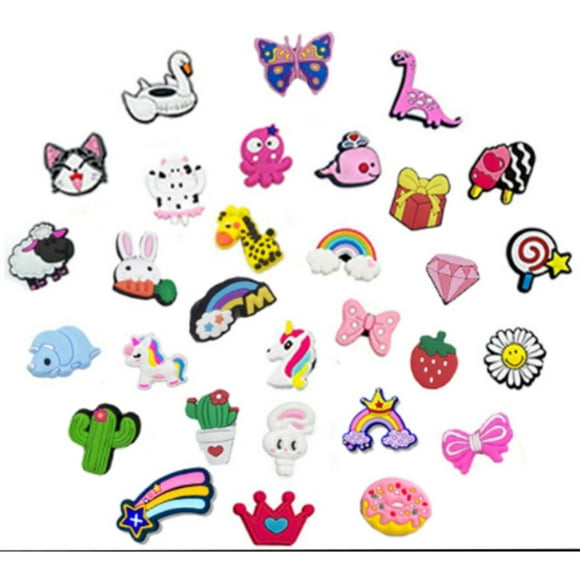 Shoe Charms for Clogs, 30PCS Cute Shoe Charms for Crocs, Different Shape PVC Cartoon Shoes Decorations, Girls Decorations Accessories Wristband Bracelet for Kids Girls, Party Gifts, Princess