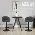 thumbnail image 6 of HOMCOM Adjustable Bar Stools Set of 2, Modern Counter Height Barstools, Fabric Upholstered Kitchen Stools with Swivel Seat, Steel Frame, Footrest, âGrey, 6 of 9